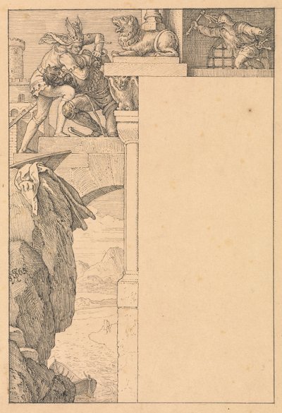 Sigfrido combatte con il guardiano da Julius Schnorr von Carolsfeld